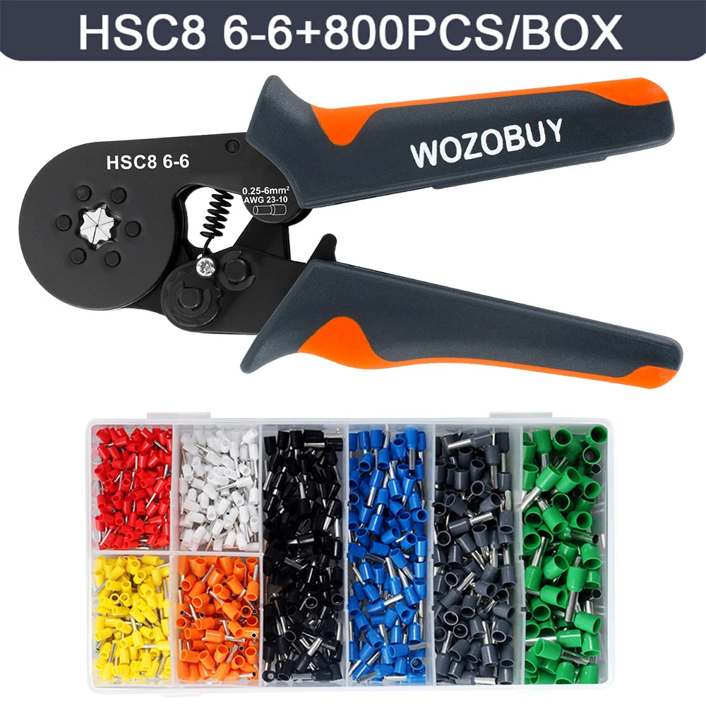 Ferrule Crimping Tool or Tool Kit,HSC8 6-6A/6-4A Ratchet Mini Electrical Clamp,for Tubular Terminal,WOZOBUY Brand Hardware Tool