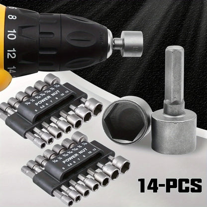 14pcs 5mm-12mm Hex Sockets Sleeve Nozzles Nut Driver Set Screwdriver Set Schroevendraaier Set Bits Sets Tools Socket Wrenches