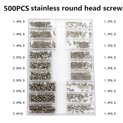 500PCS 18Size Laptop Notebook Tiny Computer Replacement Electronic Screws Assortment Repair Kit Flat Head Mini Screw Set