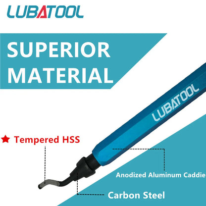 LUBATOOL Deburring Tool with 11 HSS Steel Blades, 360 Degree Rotary Head Deburring Tool for Metal Resin Plastic 3D Printing Wood