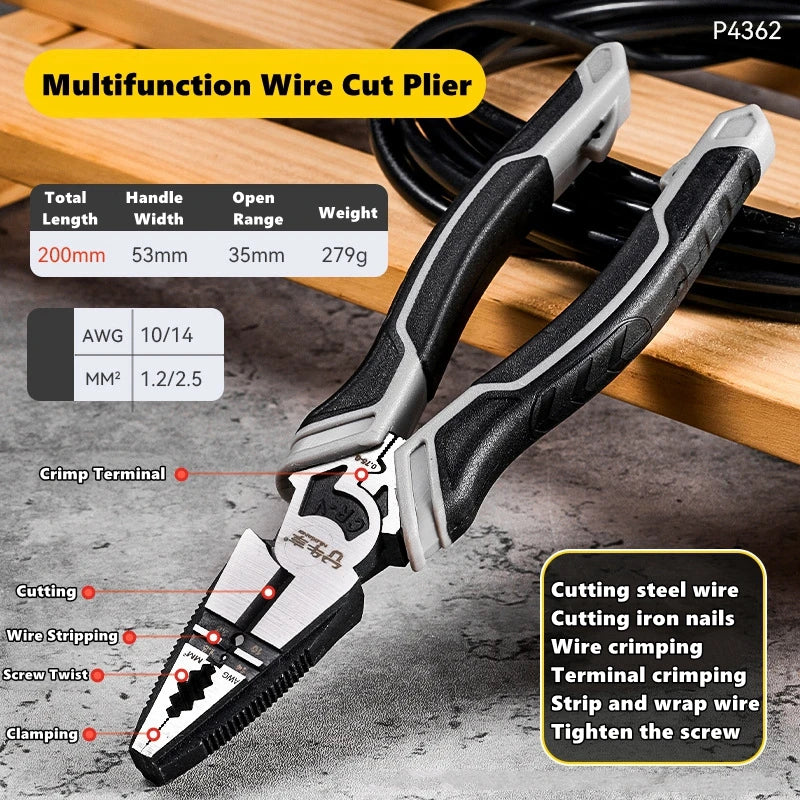 1PC Universal Multifunctional Pliers - Diagonal & Needle Nose Wire Cutters for Electrician Hardware Repair Tool