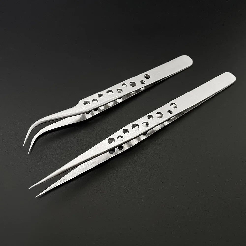 Electronics Industrial Tweezers Precision Anti-static Curved Straight Tip Stainless Forceps Phone Repair Hand Tool sets