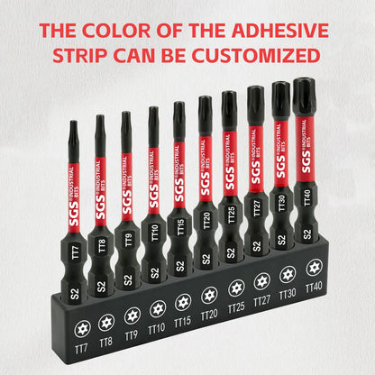 10Pcs Strong Magnetic Hollow Torx Screwdriver Bits, Corrosion-Resistant, Rust-Proof, Wear-Resistant, S2 Steel, Tt7-Tt40, 1/4 Inch Shank, with Black Base, Tamper-Proof Screwdriver Bit Set