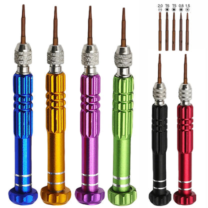 5-in-1 Precision Screwdriver Set SL2.0/PH1.5/T5/T6/P0.8 S2 Screw Driver Bit for Phone PC Eyeglass Jewelry Watch Repair Hand Tool