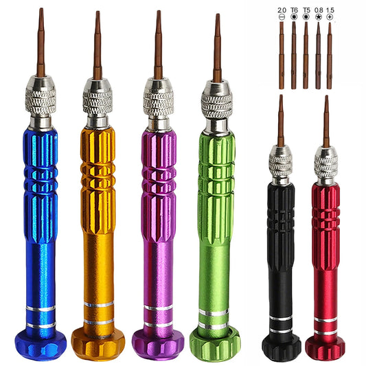 5-in-1 Precision Screwdriver Set SL2.0/PH1.5/T5/T6/P0.8 S2 Screw Driver Bit for Phone PC Eyeglass Jewelry Watch Repair Hand Tool