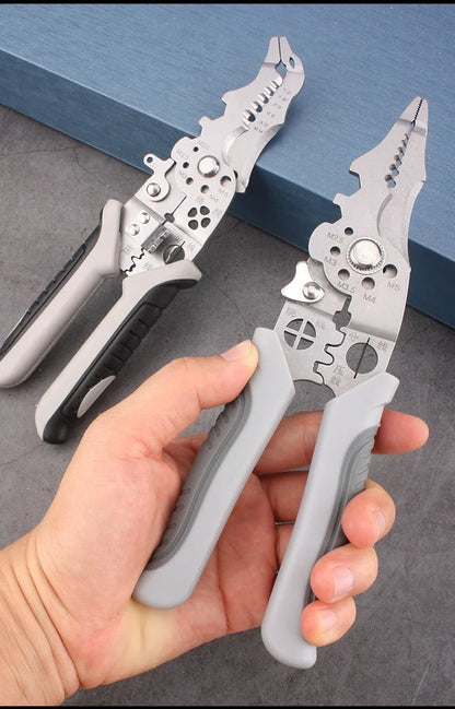8.5 Inch Multi Functional Industrial Wire Stripper Cutter Crimper Heavy Duty Stainless Steel Electrical Pliers Ergonomic Grip