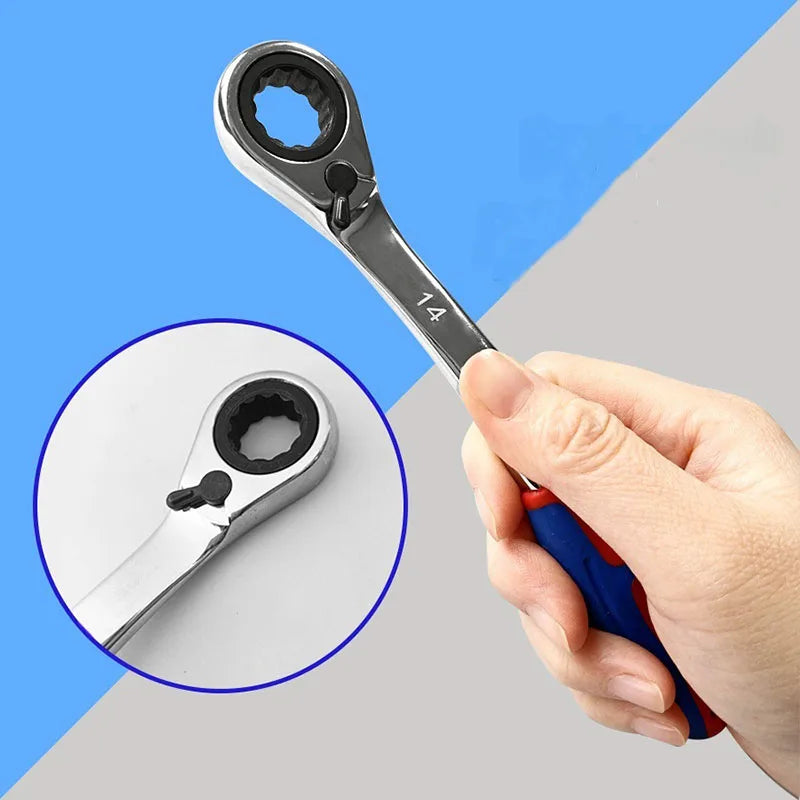 72 Tooth Plastic Handle Dual-Purpose Ratchet Wrench Household Hardware Tools Ratchet Wrench for Car Reapair Mechanical Spanner