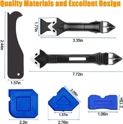 5 in 1 Multi-function Scraper Tool Sealant Finishing Tool Caulk Remover & Glass Glue Angle Scraper for Bathroom Kitchen Floor
