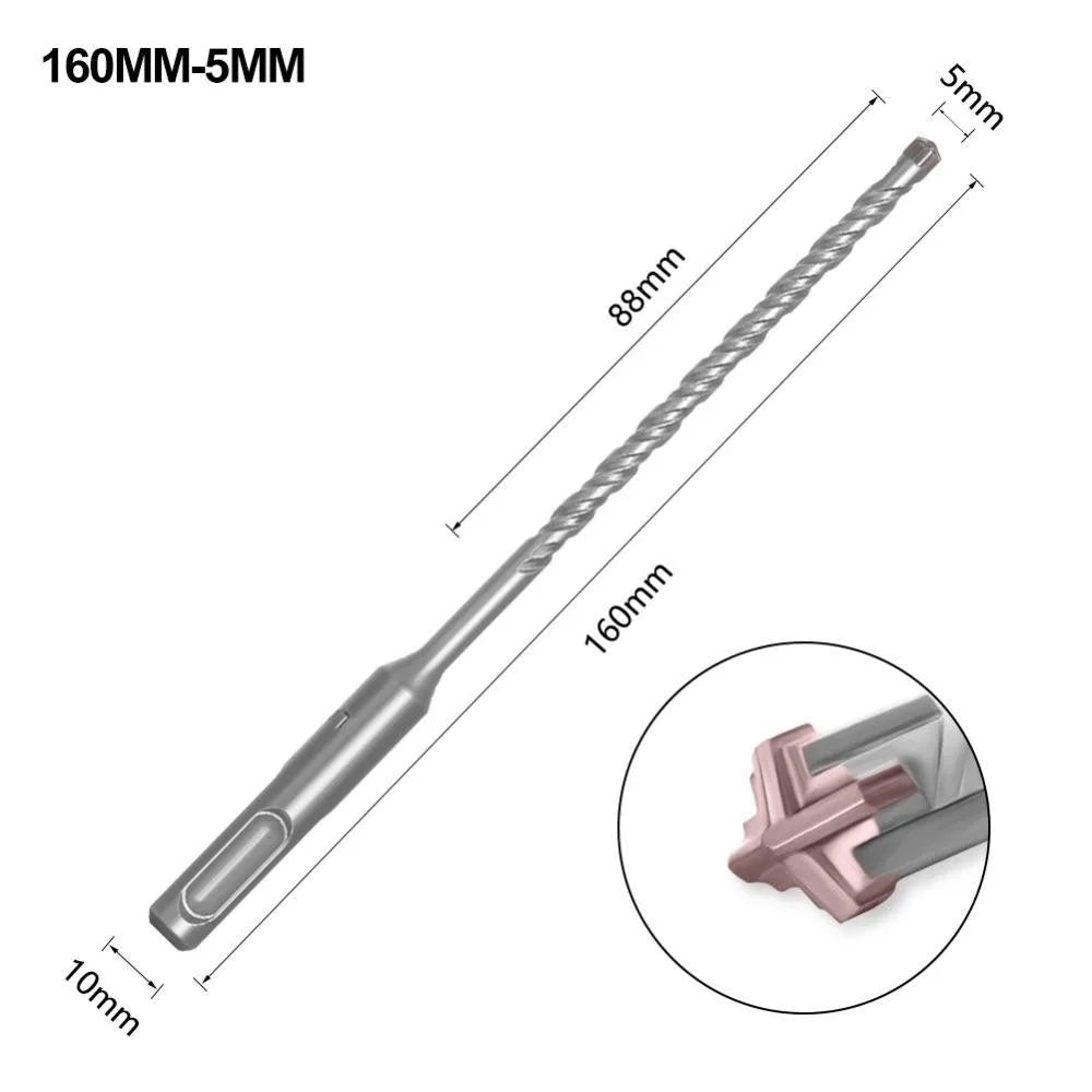 1Pcs 5/6/7/8/10/12mm Concrete SDS Plus Drill Bit 110mm 160mm Cross Tips Electric Hammer Drill Bit 4 Cutters Round Shank