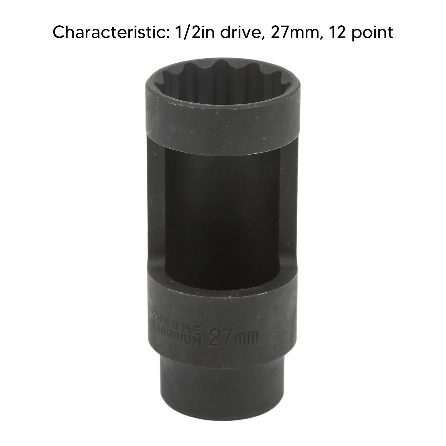 Injector Socket 1/2in Drive 27mm 12 Point Chrome Vanadium Steel  for Cars  Injection Remover Tool