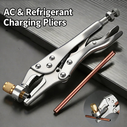 Refrigerant Recovery Pliers Air Conditioner Hose Locking Clamp Copper Pipe Crimper Tool HVAC Repair Crimping Pliers