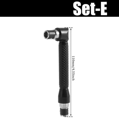 Flexible Drill Bit Extension 105° & 90° Right Angle Adapter, 1/4 3/8 1/2" Impact Socket Set, 360° Rotatable Shaft Extension