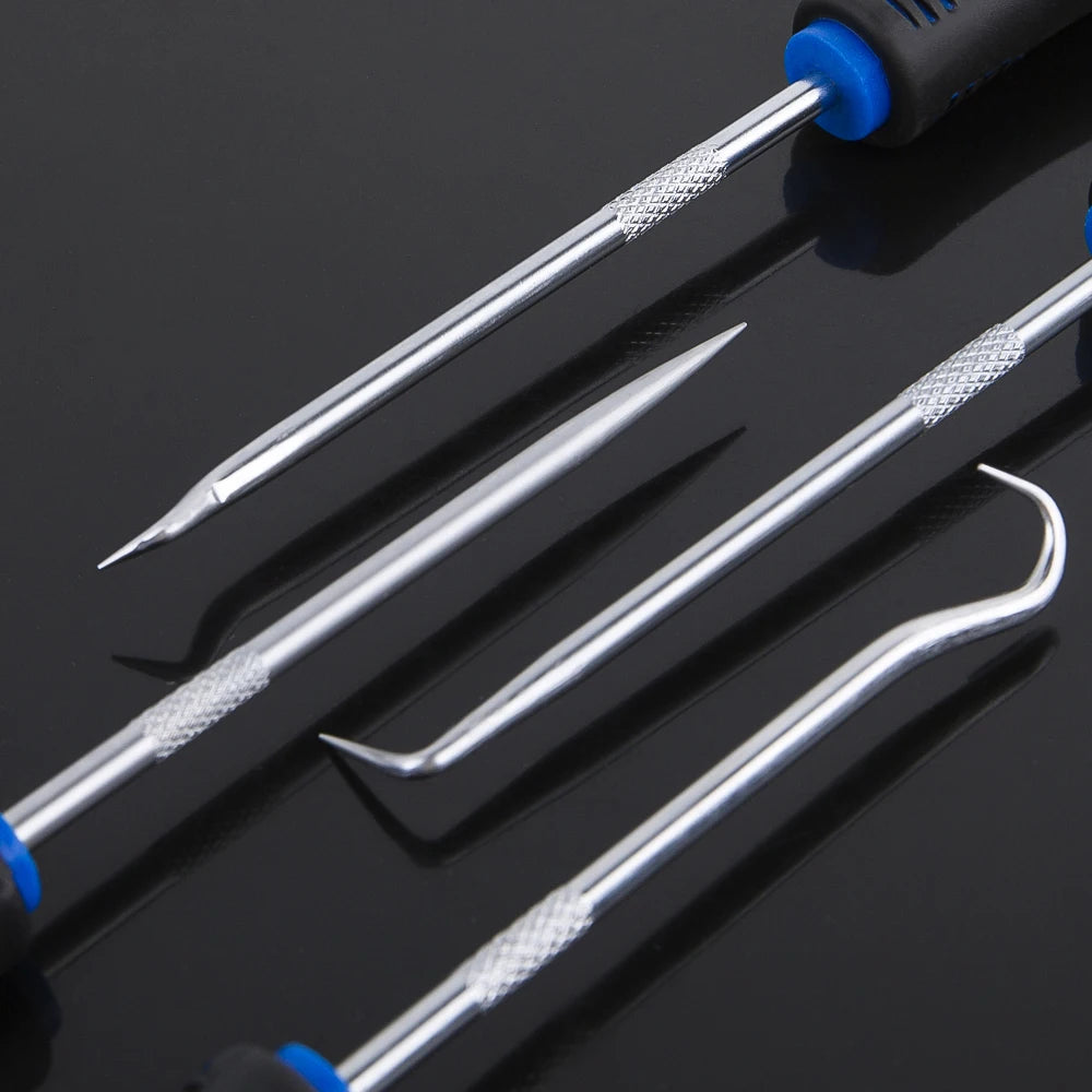4PCS 165mm Blue Car Oil Seal Screwdriver Set Hose Removal Hook Set O-Ring Seal Gasket Puller Remover Pick Hooks Repair Tools