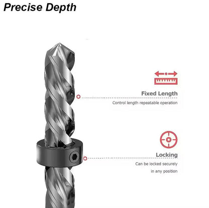 Steel Drill Stop Collar Kit - Metric Adjustable Depth Limiter Rings for Woodworking | Shaft Positioner & Hole Guide Accessories