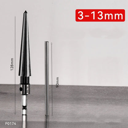 3-13/5-16 mm T Handle Taper Reamer Set,6 Fluted Chamfer Reaming Guitar Bridge Pin Hole Handle Tapered Reamers Woodworker Tool