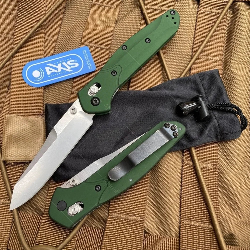 BM940 Green  Axis Lock Folder Green Aluminum Body W/ S30V Stonewashed Plain Edge Blade