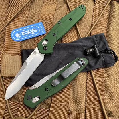BM940 Green  Axis Lock Folder Green Aluminum Body W/ S30V Stonewashed Plain Edge Blade