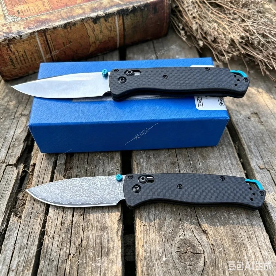 BM 535 Bugout Ax Lock Folding Knife, S90V / Damascus Blade Outdoor Camping Hiking EDC Fishing Knife Jungle Adventure Tool Gift