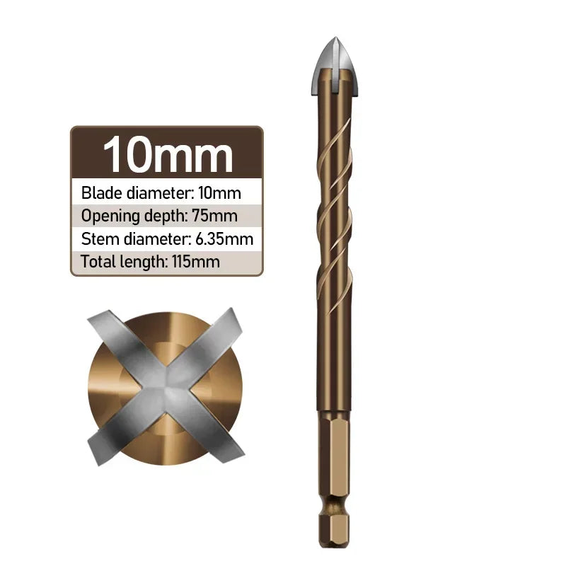 Cross Hexagonal Ceramic Tile Tips Glass Cement Opener Hole Triangle Alloy Drill Size 3mm 4mm 5mm 6mm 8mm 10mm 12mm