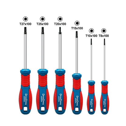 Torx Screwdriver Set T8 T10 T15 T20 T25 T27 T30 T40 CR-V Chrome Vanadium Magnetic Tip Anti Rust TPR Handle High Torque Star Tool