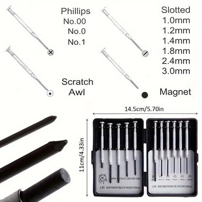 11pcs Professional Screwdriver Set For Watch Eyeglass Mobile Phone Repair With Storage Case