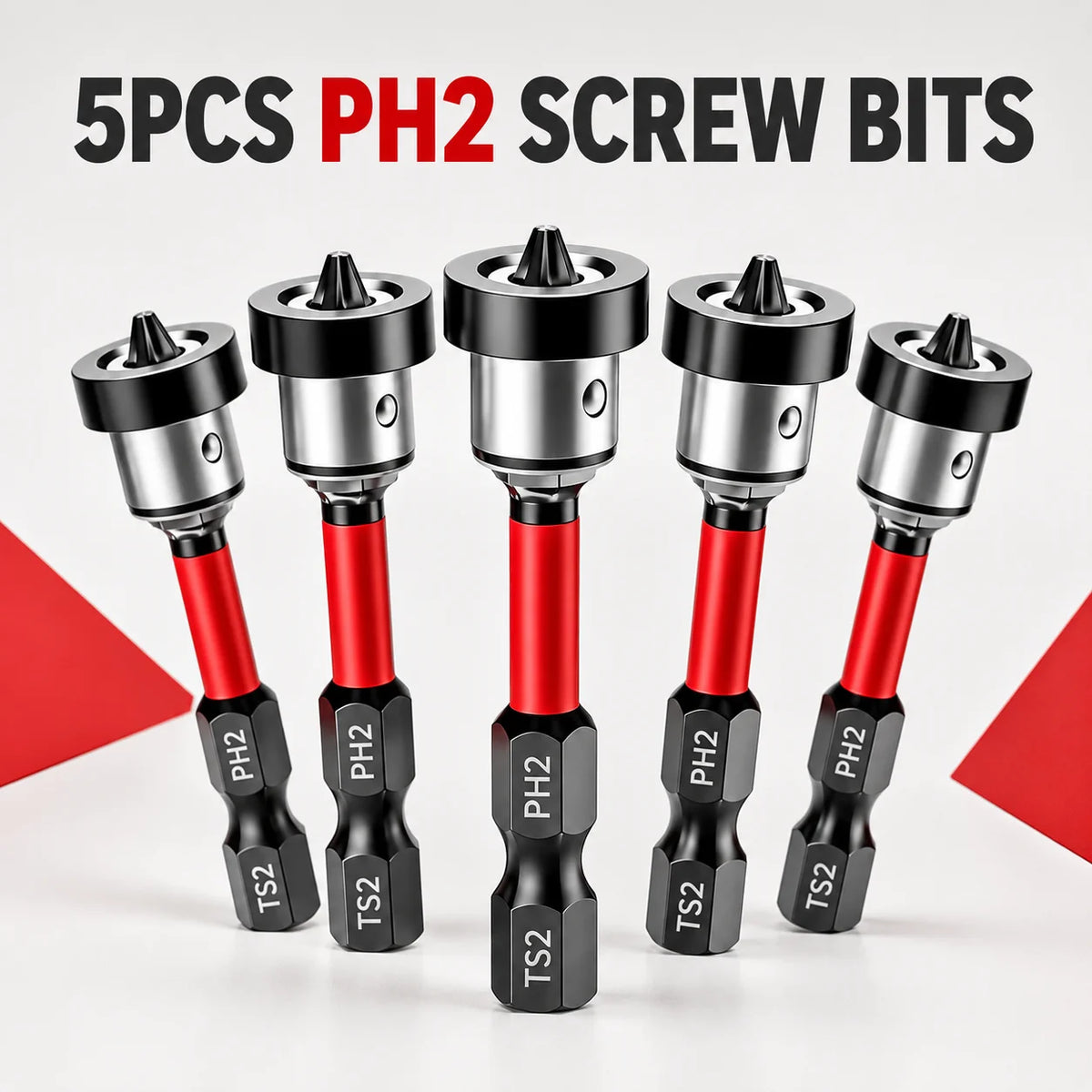 1/3/5pcs Magnetic Screwdriver Bit Setter, PH2 Positioning Bits, 1/4" Hex Shank for Drywall Plasterboard Screw Installation Tools