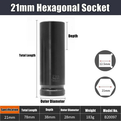 1/2" Drive Deep Impact Socket Drive Metric Wrench Socket Deep Impact Socket Pneumatic Wrench Head Tire Removal Tools