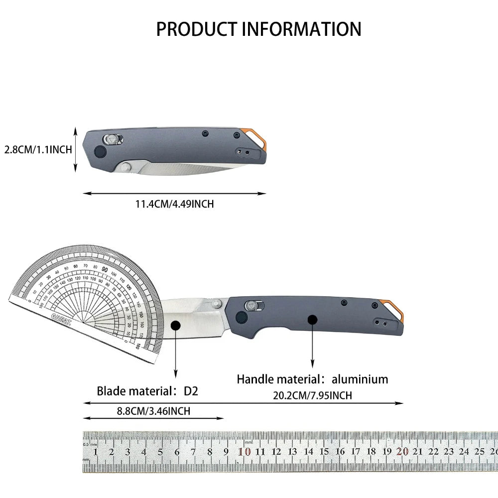 Ks2038 Lightweight Folding Knife - 3.4" EDC Tool Spear Point Blade DuraLock Outdoor Pocket Knife with Reversible Clip for Hunting, Camping