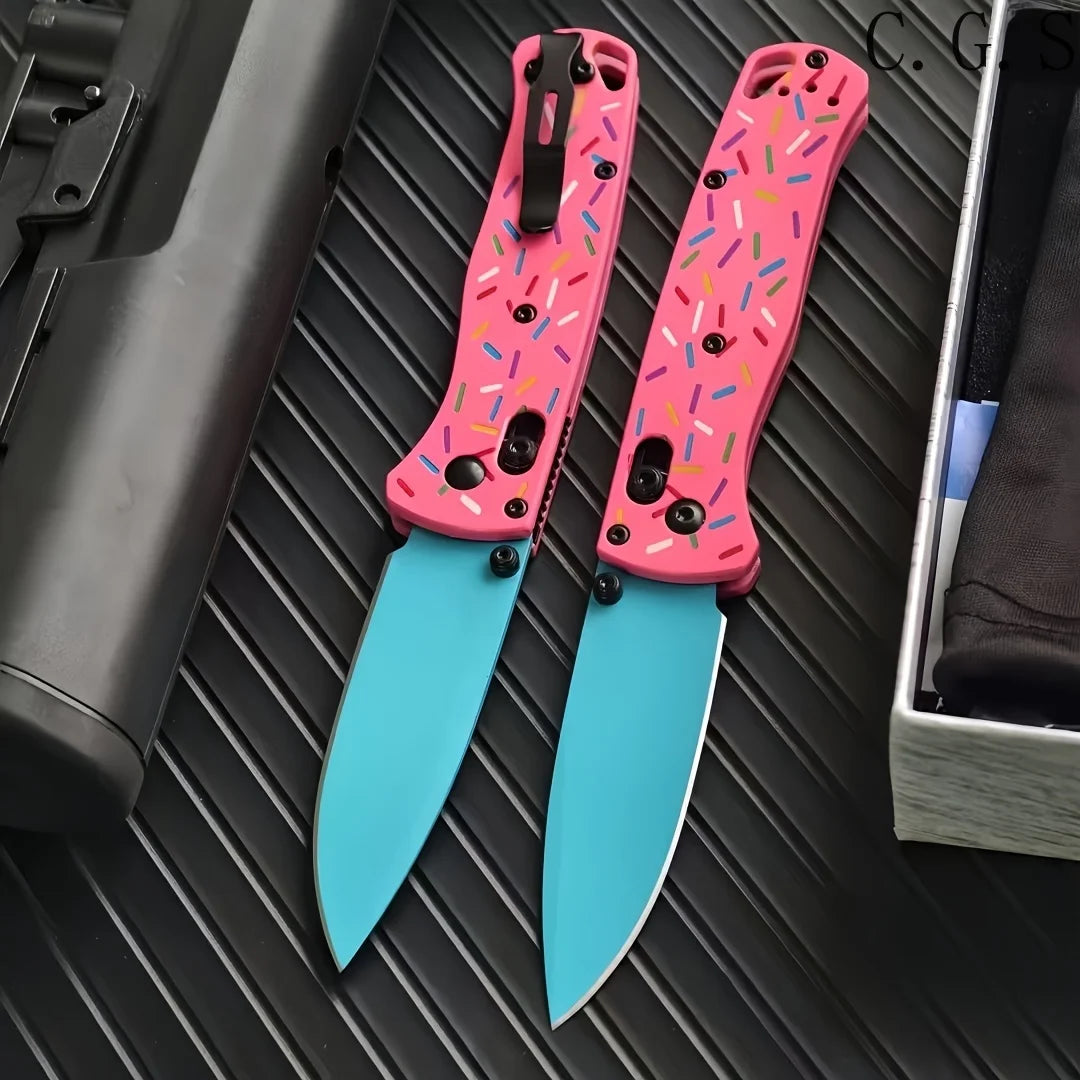 BM 535 Bugout Donut Pink Aluminum Bearing Folding Knife Multifunctional Portable Outdoor Camping Hunting Fishing EDC Tools