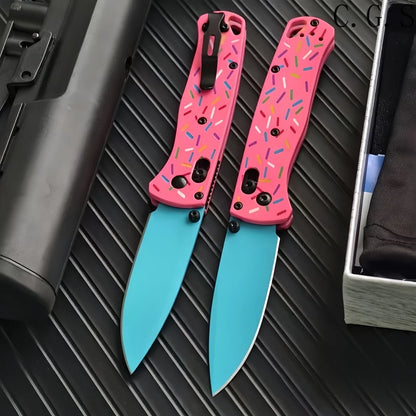 BM 535 Bugout Donut Pink Aluminum Bearing Folding Knife Multifunctional Portable Outdoor Camping Hunting Fishing EDC Tools