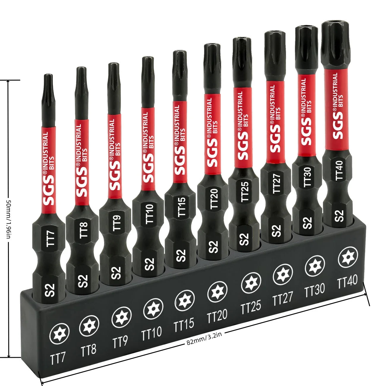 10Pcs Strong Magnetic Hollow Torx Screwdriver Bits, Corrosion-Resistant, Rust-Proof, Wear-Resistant, S2 Steel, Tt7-Tt40, 1/4 Inch Shank, with Black Base, Tamper-Proof Screwdriver Bit Set