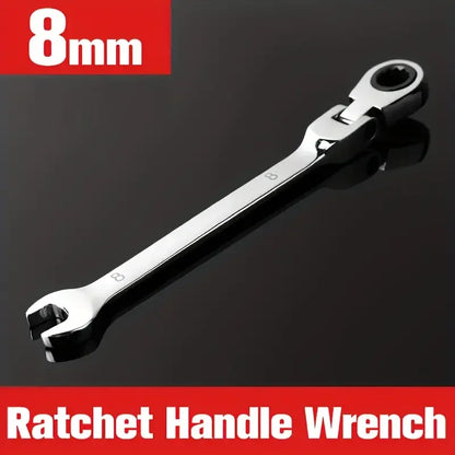 Active Head Ratchet Wrench Set, 8mm Chrome Vanadium Steel Ratchet Quick 180° Headset Activity Set, Heavy Duty Hardware Tools