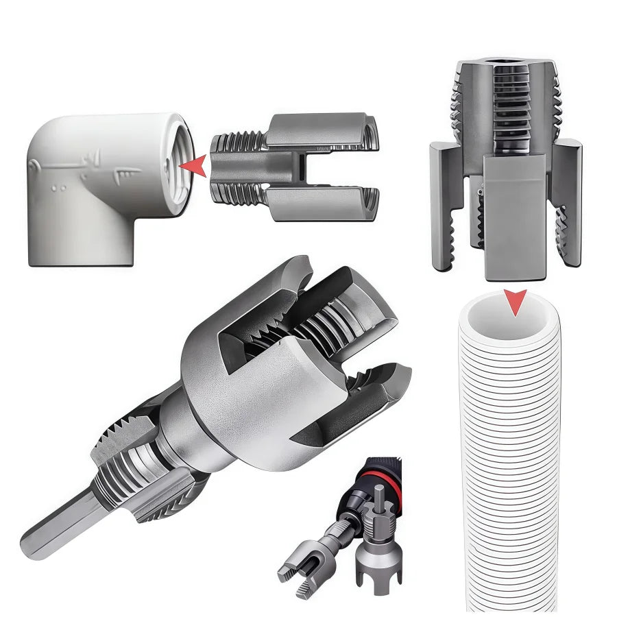 New Integrated Interior and Exterior Water Pipe Threading Tool 4 Points 6 Points Universal Electric Drill Threading Tool