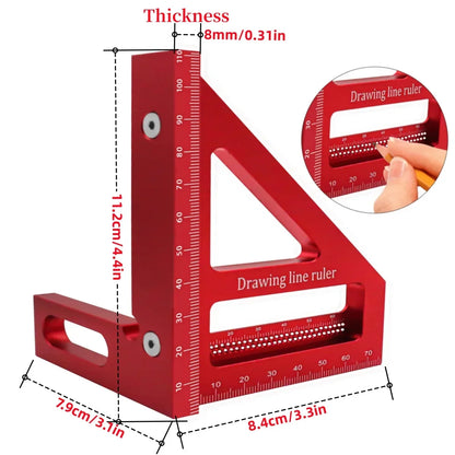 Carpenter Square - Multi-angle Set Square Precision T-square Aluminum Scribing Ruler for Woodworking, Construction and Engineers
