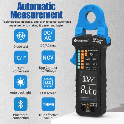 Digital AC/DC Clamp Meter 60A Auto Select Multimeter 6000 Counts True RMS NCV Live Wire Tester with Temperature for Electrical