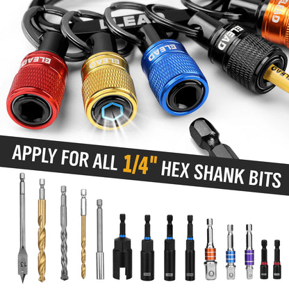 ELEAD 6pcs/Set 1/4" Hexagonal Shank Screwdriver Head Holder Extension Rod Key Chain Adapter Drill Bit Quick Replacement Portable