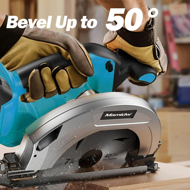 7Inch Brushless Circular Saw 5000RPM Cordless Handheld Adjustable Cutting Depth Woodwork Saw For Makita 18V Battery Pin