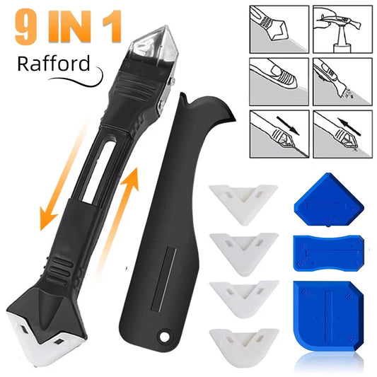 9 in 1 9pcs Silicone Remover Sealant Smooth Scraper Caulk Finisher Grout Kit Tools Floor Mould Removal Hand Tools Set