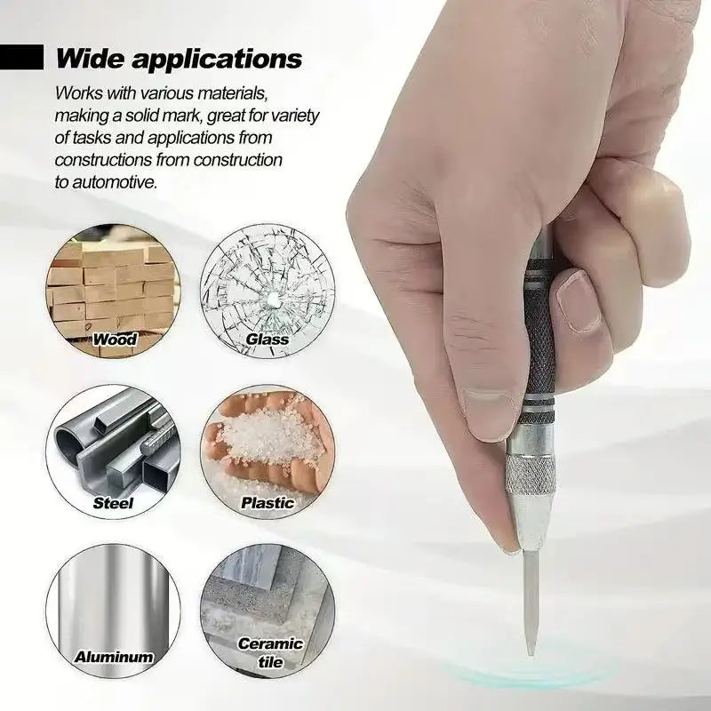 Auto Center Puncher Heavy Duty Drill Guide Tool for Wood Metal Steel Spring Loaded Hole Marker Automatic Hand Tool