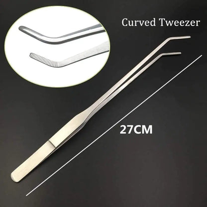 1pc Straight/Elbow Stainless Steel Tank Tweezers Pliers Aquarium Tool Fish Tank Aquatic Plants Forceps Clip for Cleaning Tool