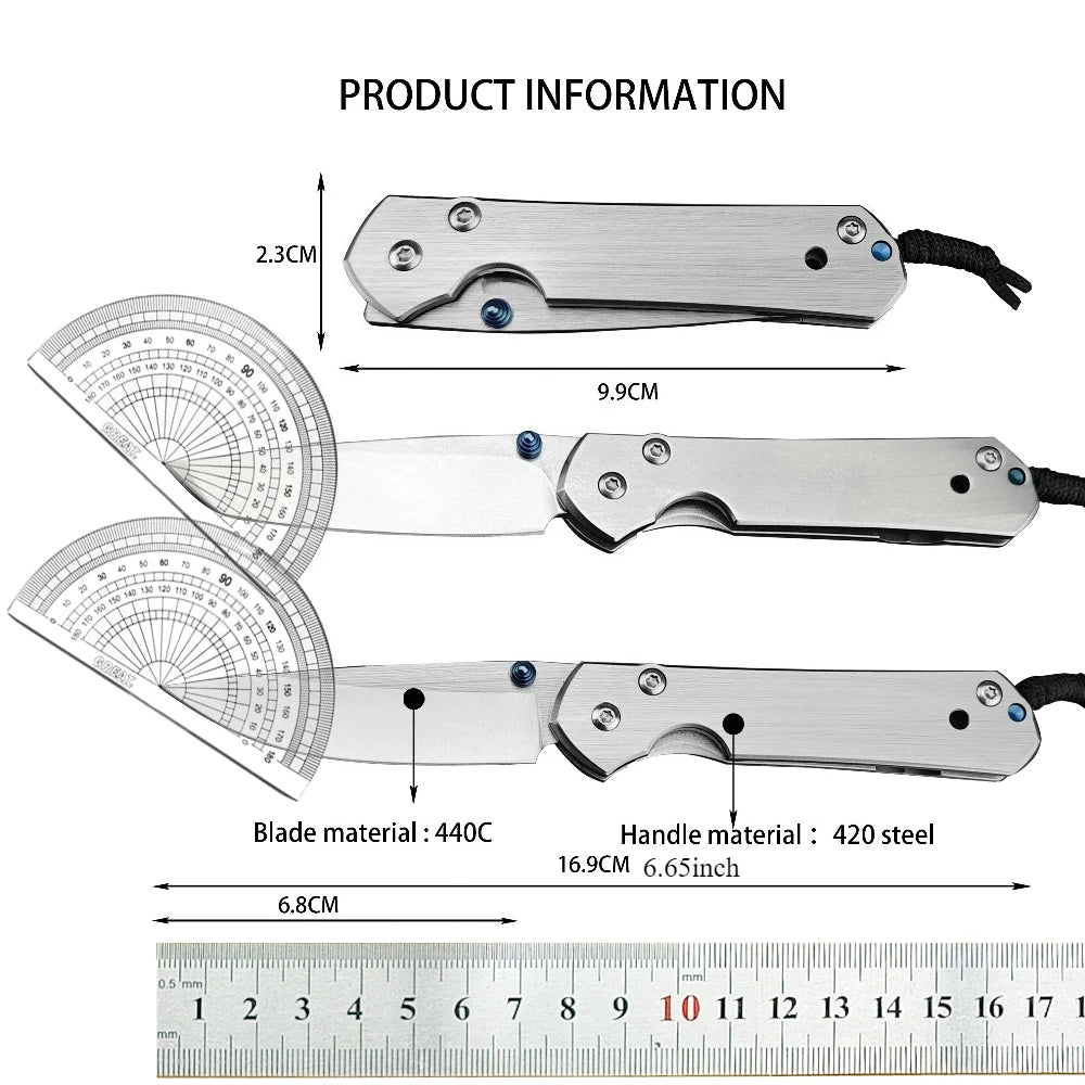 CR Durable Folding Knife 440C Blade 420 Steel Handle Handmade Suitable for Outdoor Camping Daily Emergency Carrying Men's Gifts.