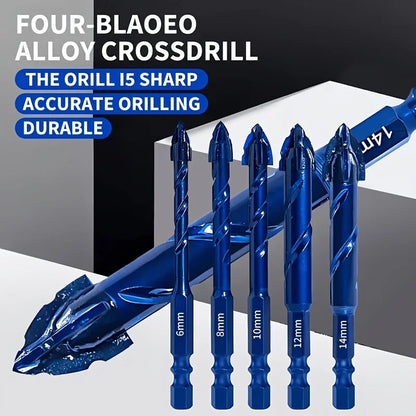 3-Pack Tungsten Carbide Masonry Drill Bits, Hex Shank Serrated Bit for Tile Glass Brick Concrete Ceramic Wood Drilling