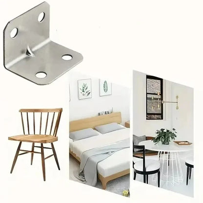 20pcs Stainless Steel L-Shaped Corner Code 90 Degree Laminated Furniture Plate Hardware Right Angle Bracket Cabinets Small