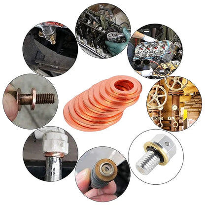 400/300/100PCS Copper Washer Gasket Nut and Bolt Set Sealing Solid Gasket Washer Flat Ring Seal Assortment Kit For Sump Plugs