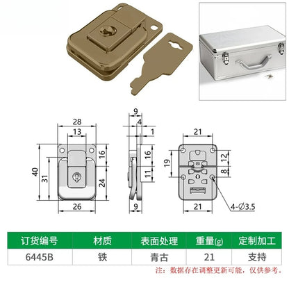 Box snap, nickel-plated iron lock snap, bag fastener, hook, wooden box and toolbox lock, fixed lock, hardware accessory