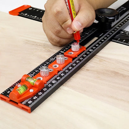 35cm/14in Adjustable Angle Ruler T Square Ruler-Drilling Positioning Ruler Cabinet Hardware Jig Drawer Installation Woodworking