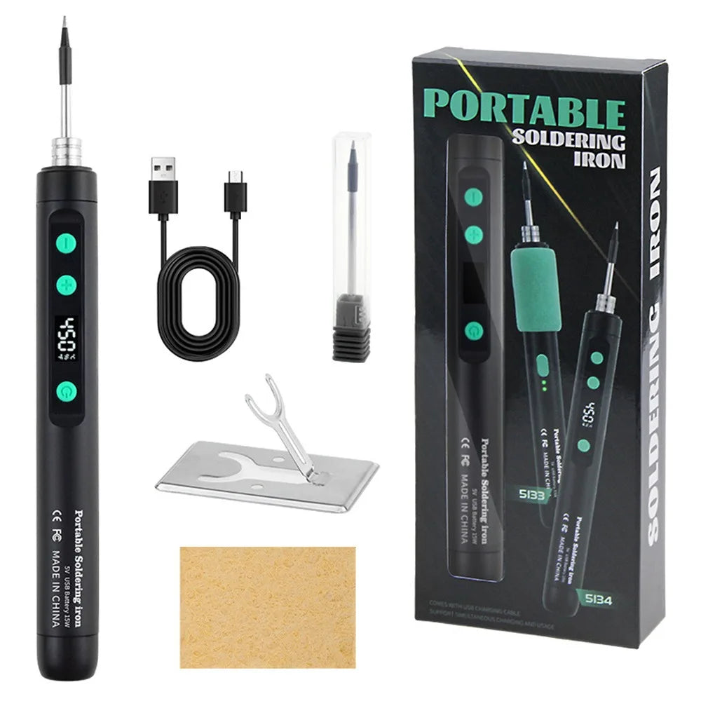 5V/15W Digital Display Soldering Iron Welding Repair Tool Cordless USB Soldering Iron Adjustable Temperature Speed Heating