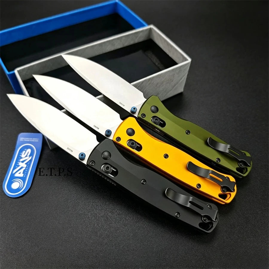 BM535BK-07 Bugout Axis Lock Folding Knives D2 Blade with Aluminum Handle Drop Point Blade Outdoor Camping Hunting Pocket Knives