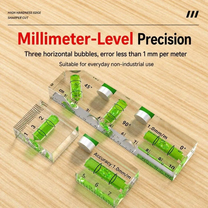 1PC Acrylic Mini Level Ruler Magnetic Horizontal Vertical Spirit Level High Precision Transparent Angle Measuring Tool