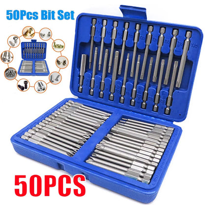 50 extra long screwdriver sets with 75mm safety screwdriver heads, Torx star shaped hexagonal wrench heads, fully automatic han